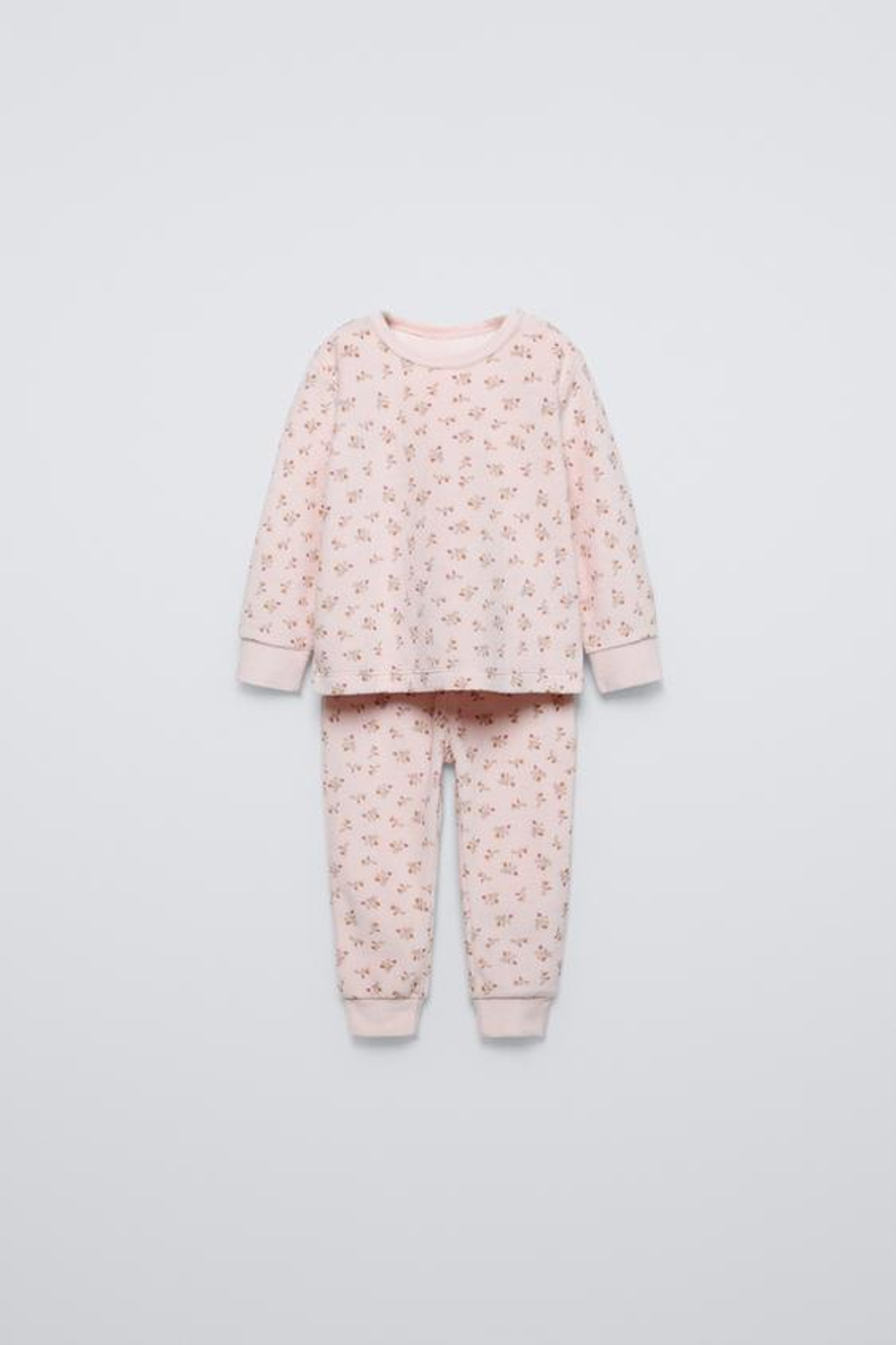 ZARA ВЕЛЮРОВАЯ ПИЖАМА С ЦВЕТОЧНЫМ ПРИНТОМ, РОЗОВЫЙ