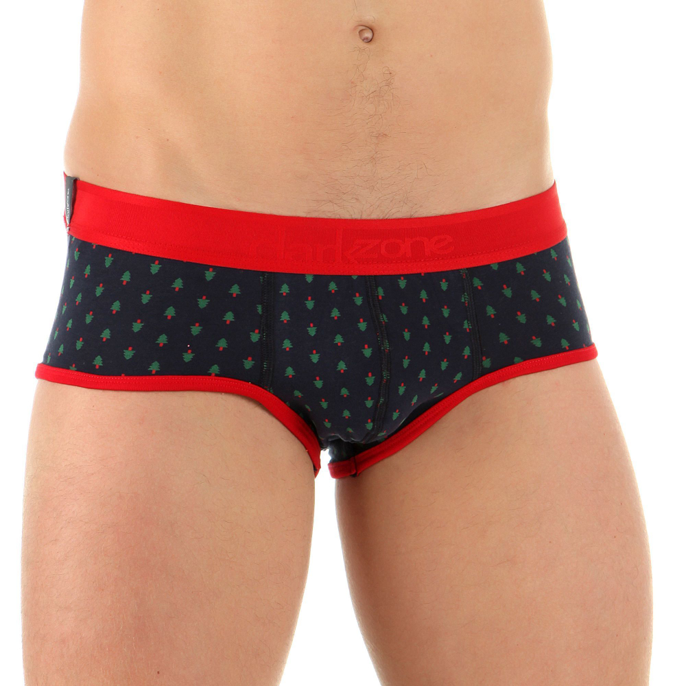 Мужские трусы-брифы с принтом в виде ёлочек (Размер: M) (Цвет: синий)