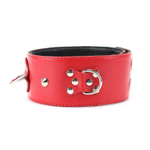 Красный кожаный ошейник с короткими шипами (Цвет: красный)