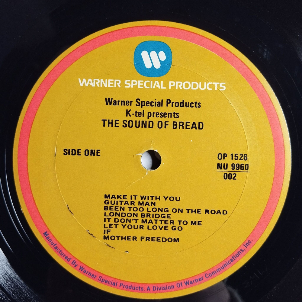 Винтажная виниловая пластинка LP The Sound Of Bread Their 16 Finest Songs (USA 1982)