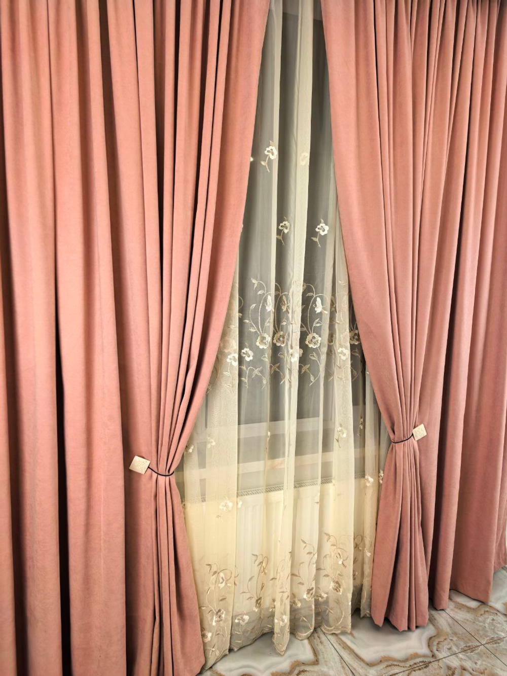 Комплект штор BlessLight Портьеры Канвас 270х100 1 шт. Розовая пудра