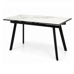 Стол для кухни керамический 120x80 раскладной цвет белый мрамор