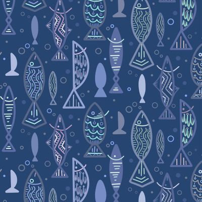 Контурные рыбки на темном фоне