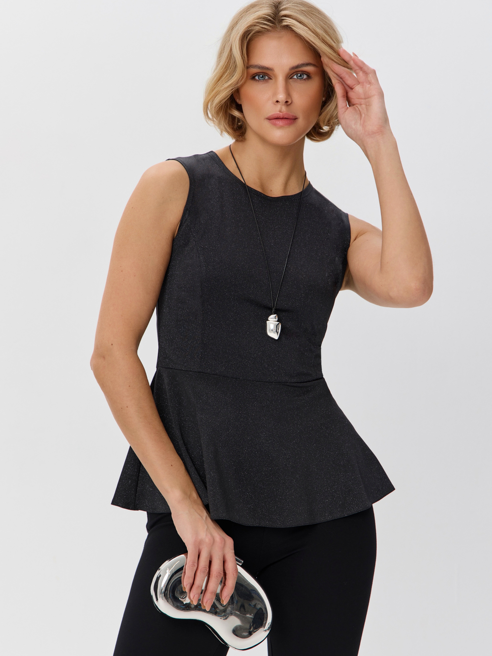 Вечерний топ-блузка с баской