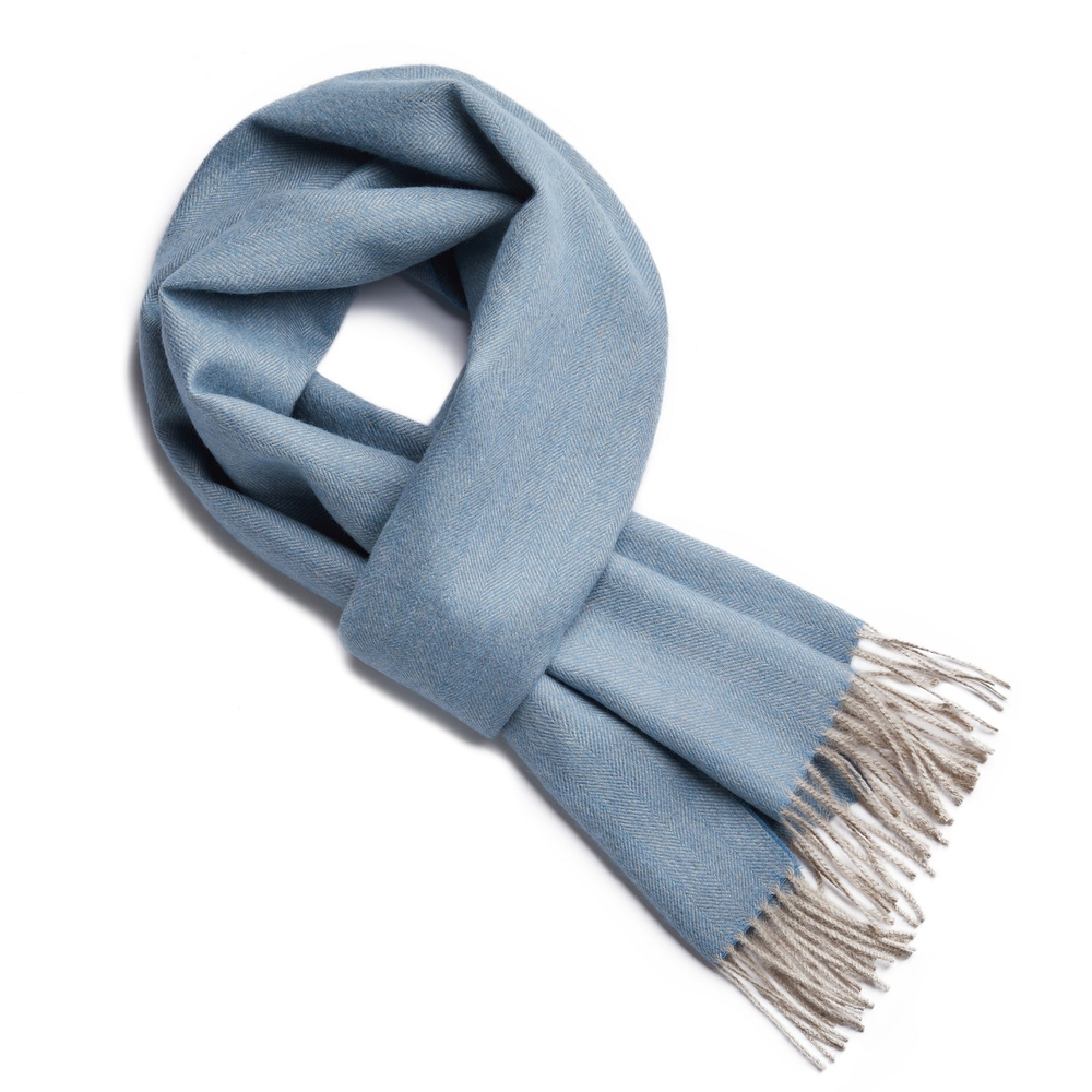 Шарф 30х200 Alpaka Fishbone Ocean Blue Beige