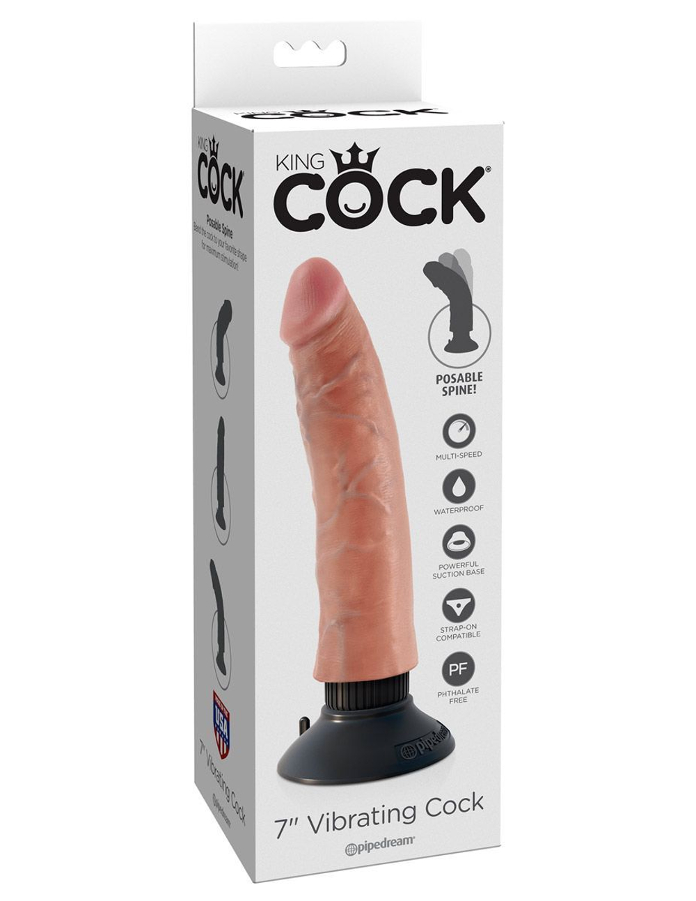 Вибромассажер телесного цвета 7" Vibrating Cock - 20 см.