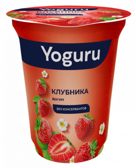 Йогурт YOGURU 1,5% стакан 310г Клубника/12шт/Минск