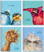 Тетрадь 170х203, 96 л. Гребень, ПТИЦЫ ,190г, 4+0+трафаретный УФ-лак, 4 диз