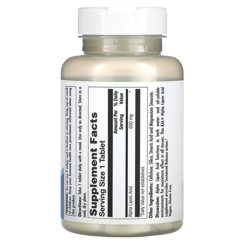 KAL Alpha Lipoic Acid 600mg 60 tab, Альфа Липоевая Кислота