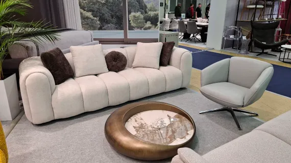 Журнальный столик Pebbles, Ø100х25 см, стекловолокно, керамика