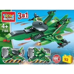 Конструктор пластмассовый военный самолет 3в1, 92дет, 7184-KK (Город мастеров)