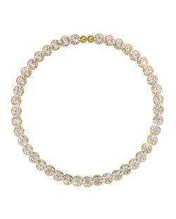 Колье чокер жесткая основа, крупные круглые камни, золото