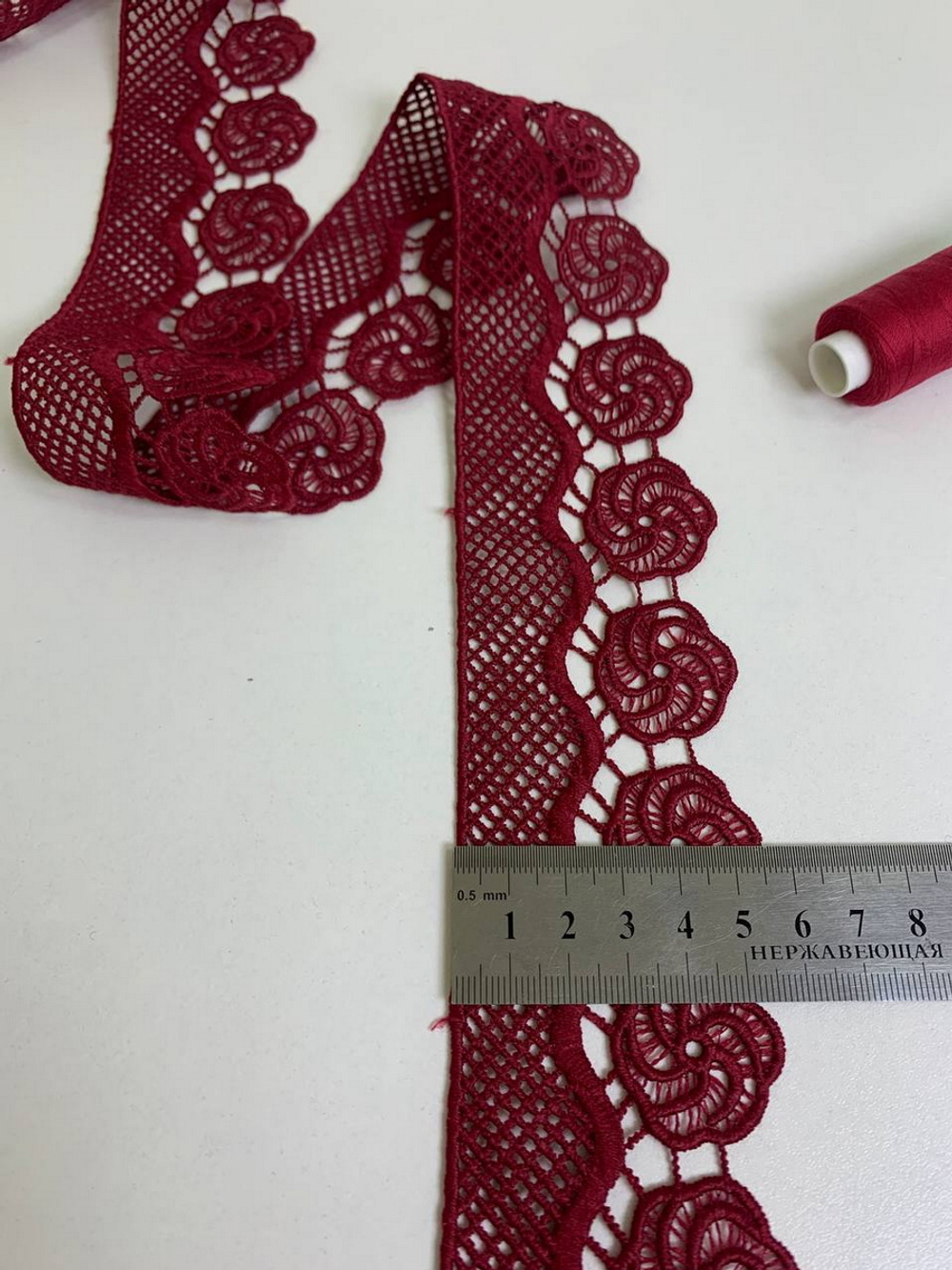 Тесьма плетеная,  5,5см, бордовый, плотная AF