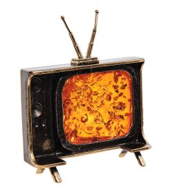 AM-3193 Фигурка «Телевизор» (латунь, янтарь)