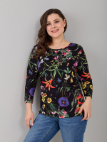 Лонгслив ЛНв-306/черный-полевыецветы