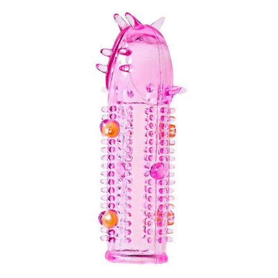 Насадка на фаллос с усиками, шипами и бусинками розовая закрытая (Цвет: розовый)