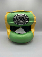 Шлем боксерский с бампером Arcada зеленый-желтый