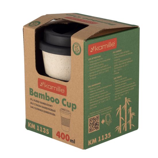 Стакан из бамбукового волокна 400 мл. Kamille KM 1135 с крышкой