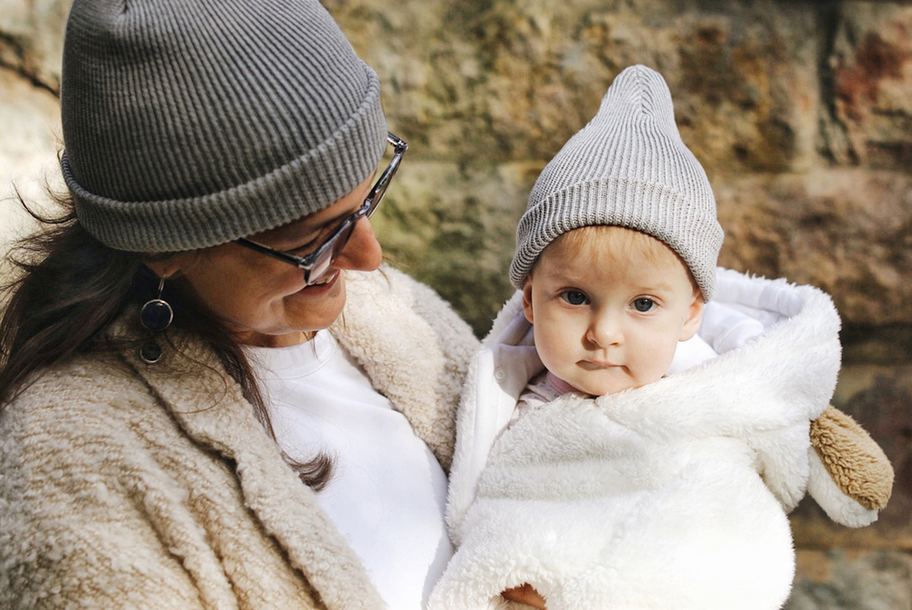 Хлопковая шапка ko-ko-ko сине-серая (*baby size only)