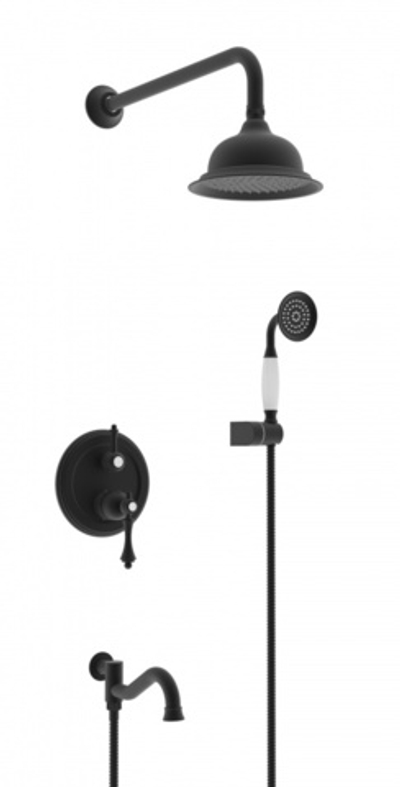 77065-C Встроенный смес для душа с 3-функ. (ЧЕРНЫЙ) "GANZER"  (5/1шт)