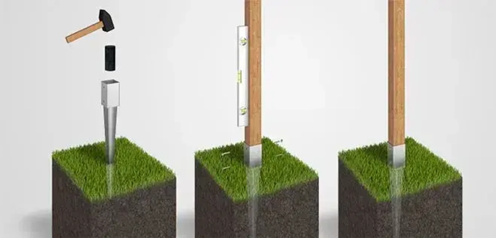 100мм/ 4шт/Крепеж для стоек в землю/Основание колонны/Забивное основание для столба ks 101/4шт.