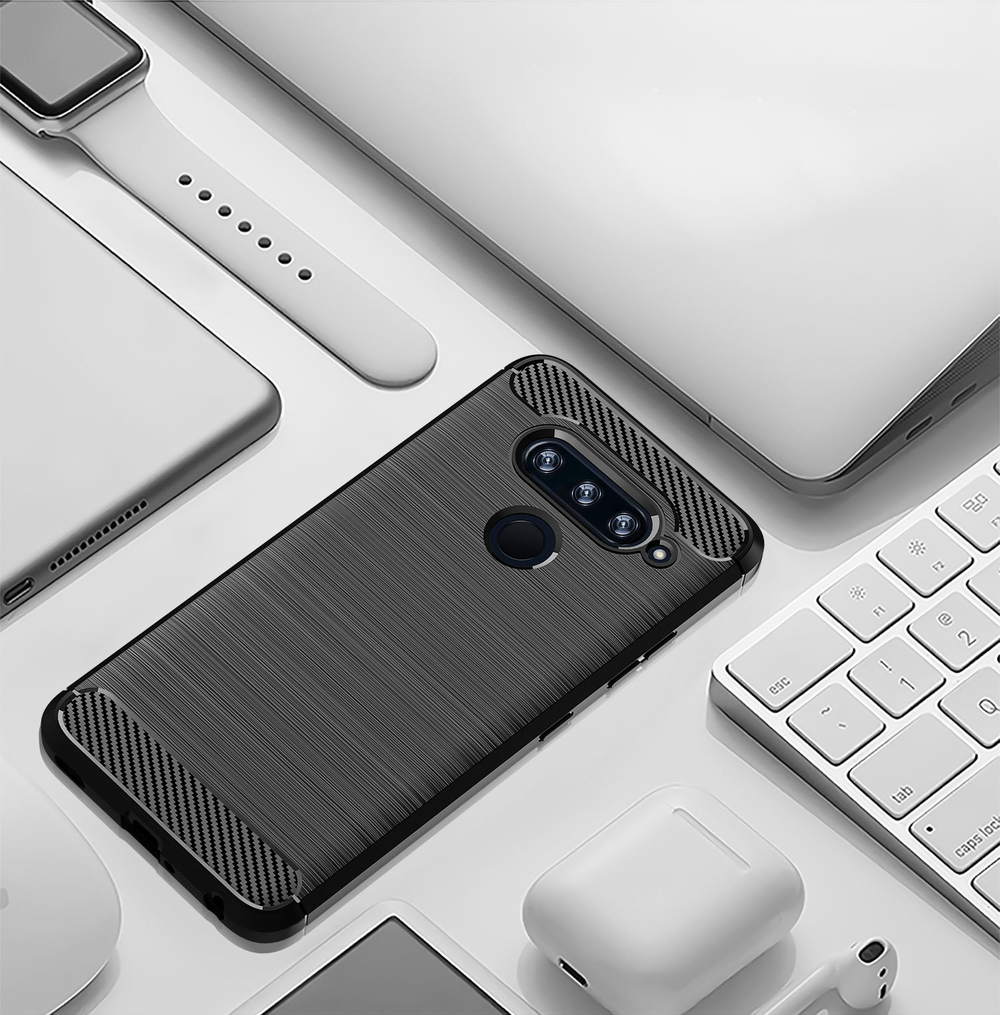 Чехол для LG V40 ThinQ цвет Black (черный), серия Carbon от Caseport