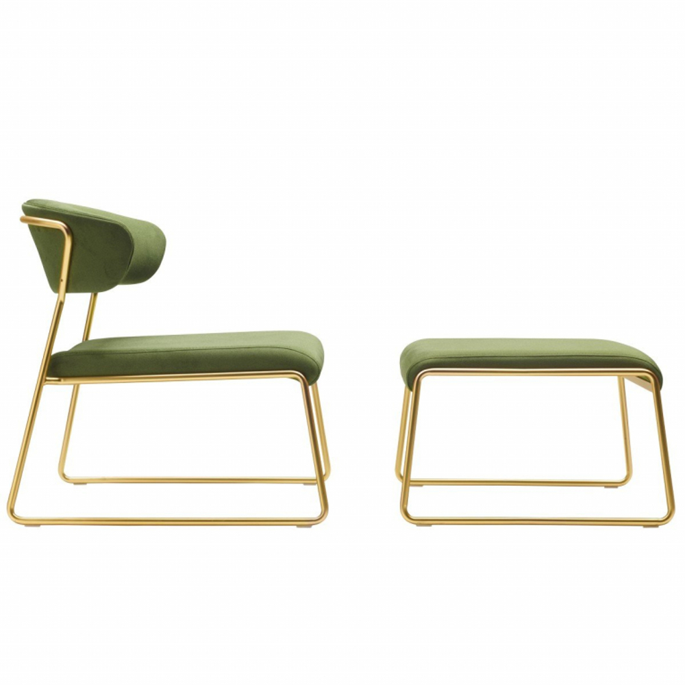 Пуф с обивкой Scab Design Lisa Lounge Pouf, сатинированная латунь, зеленый