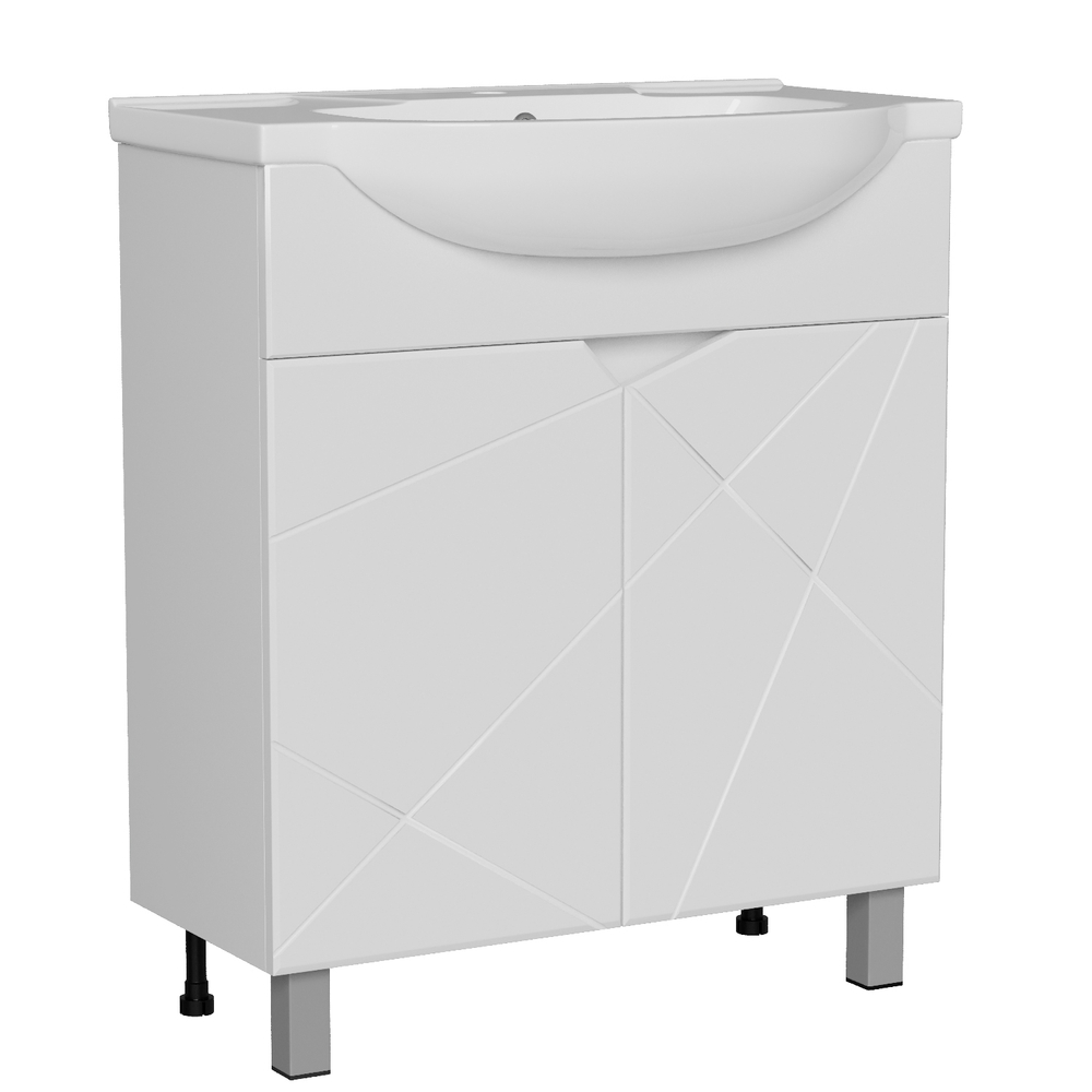 Тумба д/ванной "Грани-75" 2 створки  под раковину Элеганс-75 (Kirovit) (ПВХ)
