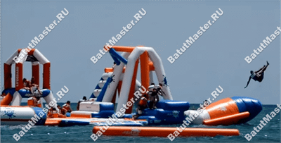 Надувной аквапарк на воде «Планета Аквадром» 30×30×6 м