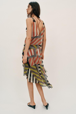 ZARA ПЛАТЬЕ С ПРИНТОМ ПЭЧВОРК, РАЗНОЦВЕТНЫЙ