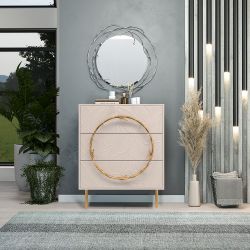 Комод Арт Колор leaves Стайл Голд с 3 ящиками Серый агат