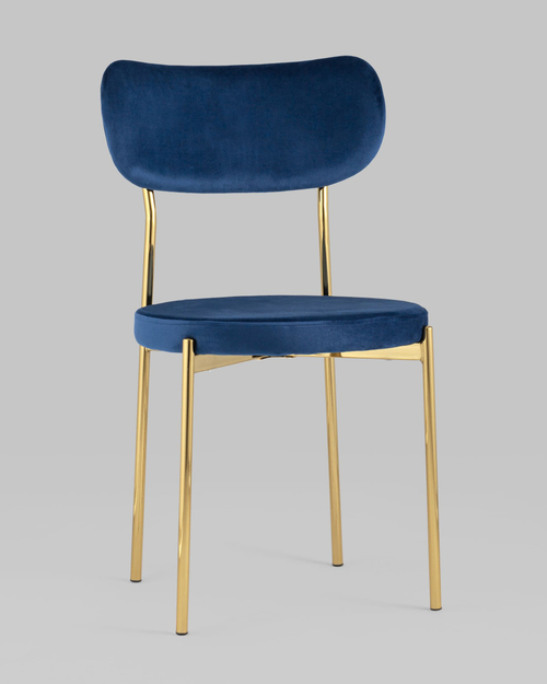 Стул Барбара велюр синий золотые ножки