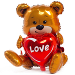 Шар Фольгированный LOVE Мишка с сердцем (Коричневый)