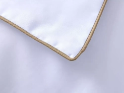 Постельное белье семейное Mollen белое с песочно-бежевым кантом