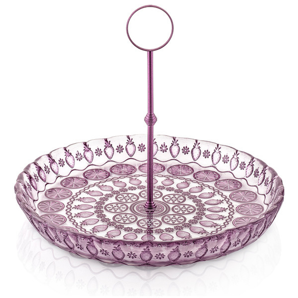 Блюдо для фруктов с ручкой IVV Витамины 32см аметистовый узор