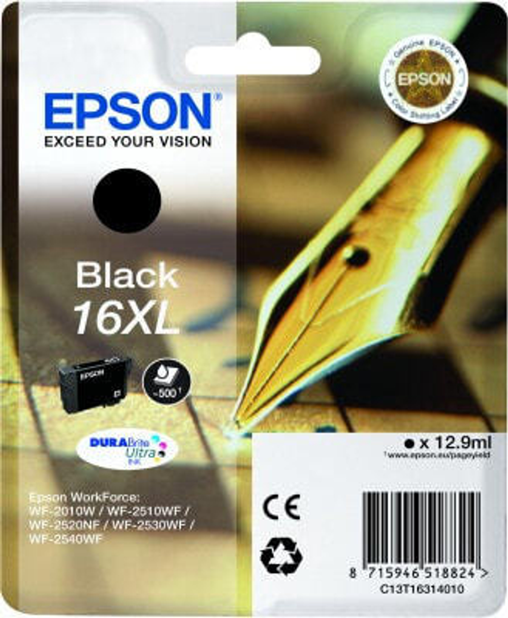 Картридж струйный Черный Epson Pen and crossword Singlepack 16XL DURABrite C13T16314010