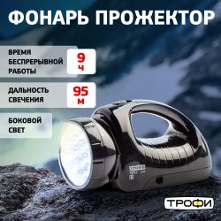 Светодиодный фонарь Трофи TSP12 прожекторный аккумуляторный со встроенным светильником | Прожекторные фонари