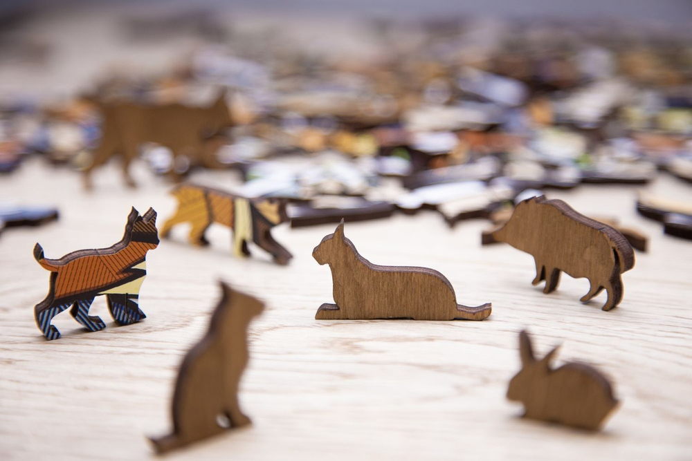 Деревянный пазл-головоломка EWA Рысь L (35x28 см) коробка-шкатулка