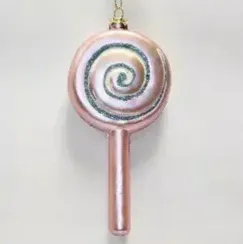 Елочное украшение леденец, пластик, розовый, h-7,8 см (AP-37)