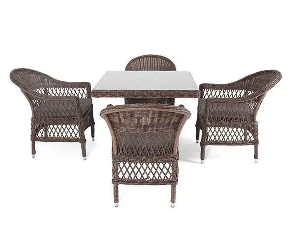 "Сицилия" обеденная группа плетеная, цвет коричневый