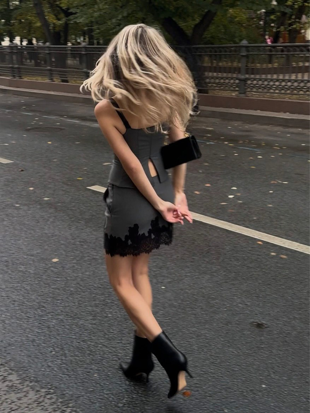 Юбка мини из костюмной ткани, Серая