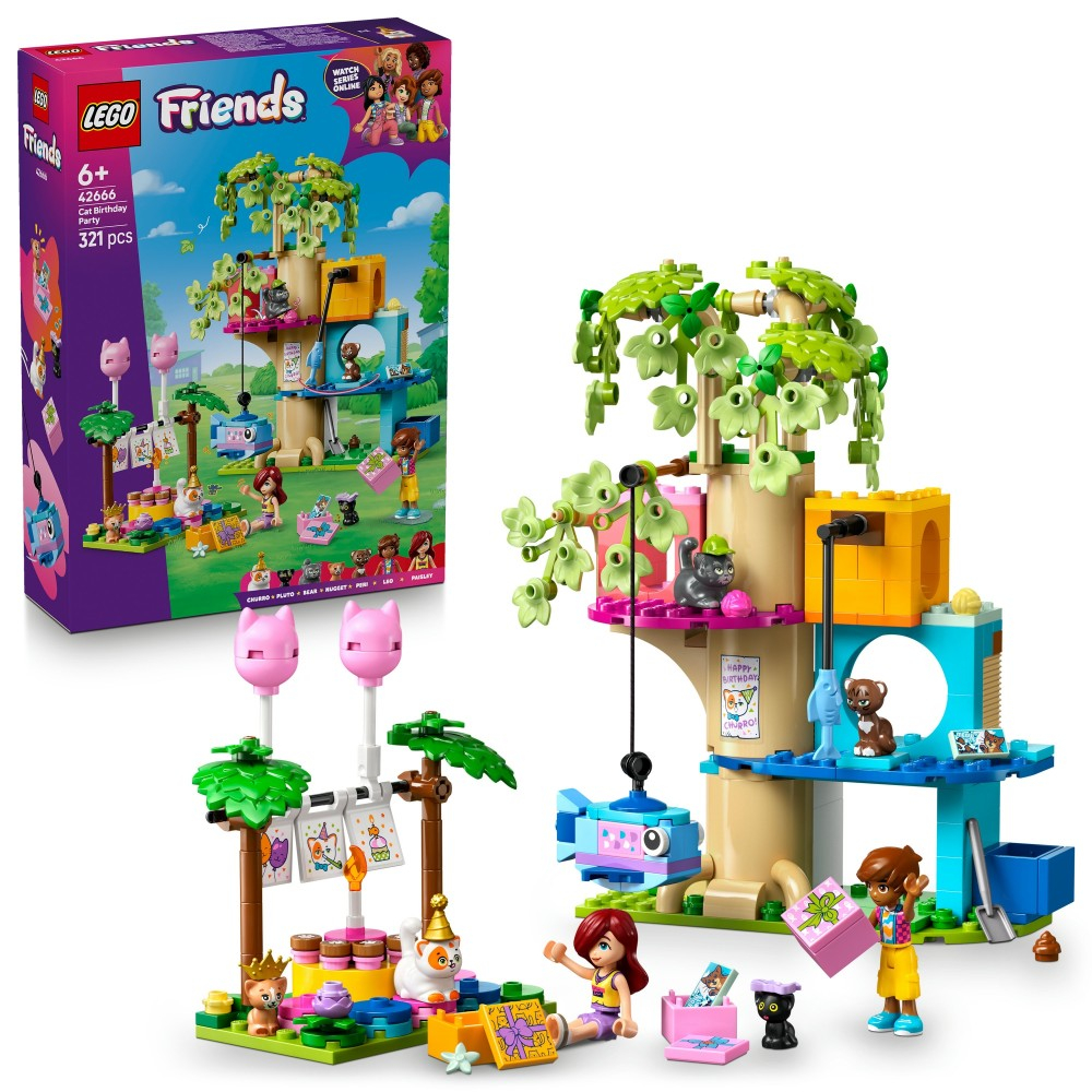 Конструктор LEGO Friends 42666 Кошачья вечеринка на день рождения и домик на дереве — фото 1