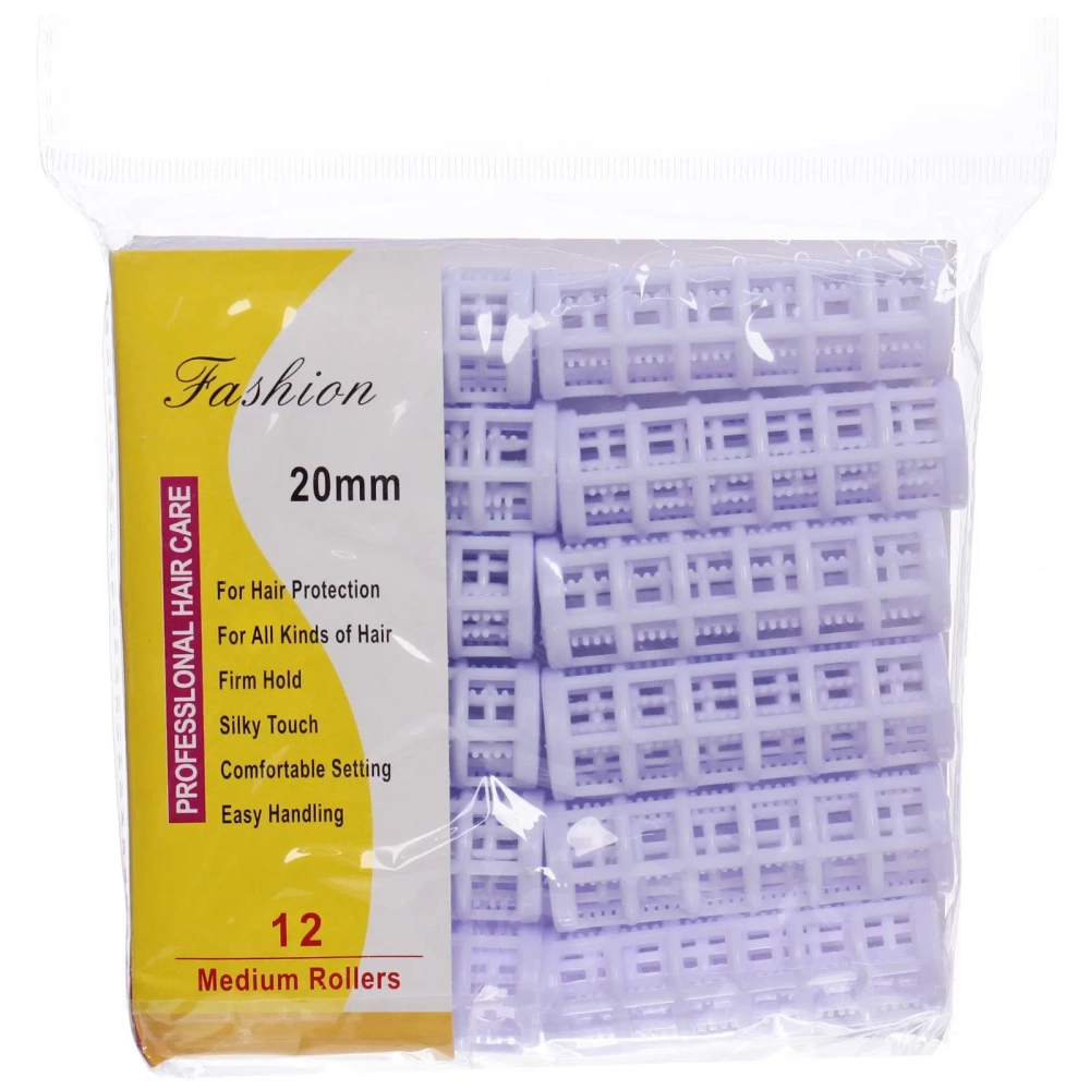 Бигуди пластмассовые с зажимом 12шт, цвет микс, d=20мм