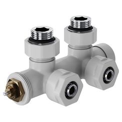 Узел нижнего подключения термостатический угловой Royal Thermo Design Pro 15мм М30х1,5 (Белый)