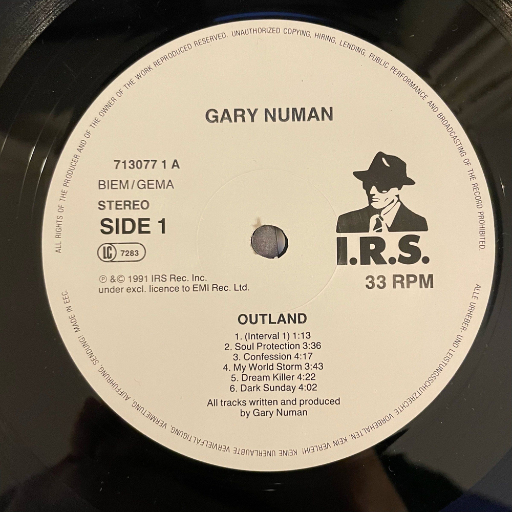 Винтажная виниловая пластинка LP Gary Numan Outland (Германия 1991)