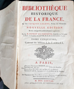 "Bibliothеque historique de la France..." Jacques le Long.  Tome 1, 3, 5.   1768 - 1778 г.г.