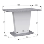 Стол кухонный обеденный раздвижной Цемент светлый/Белый Комфорт 110(145)х68х75 см