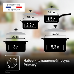 Набор посуды Tefal PRIMARY 11 предметов 16/18/20/24 см E308SB74