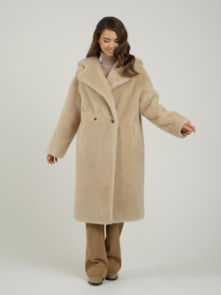 Шуба женская чебурашка тедди из эко меха, бежевая, SilverFox