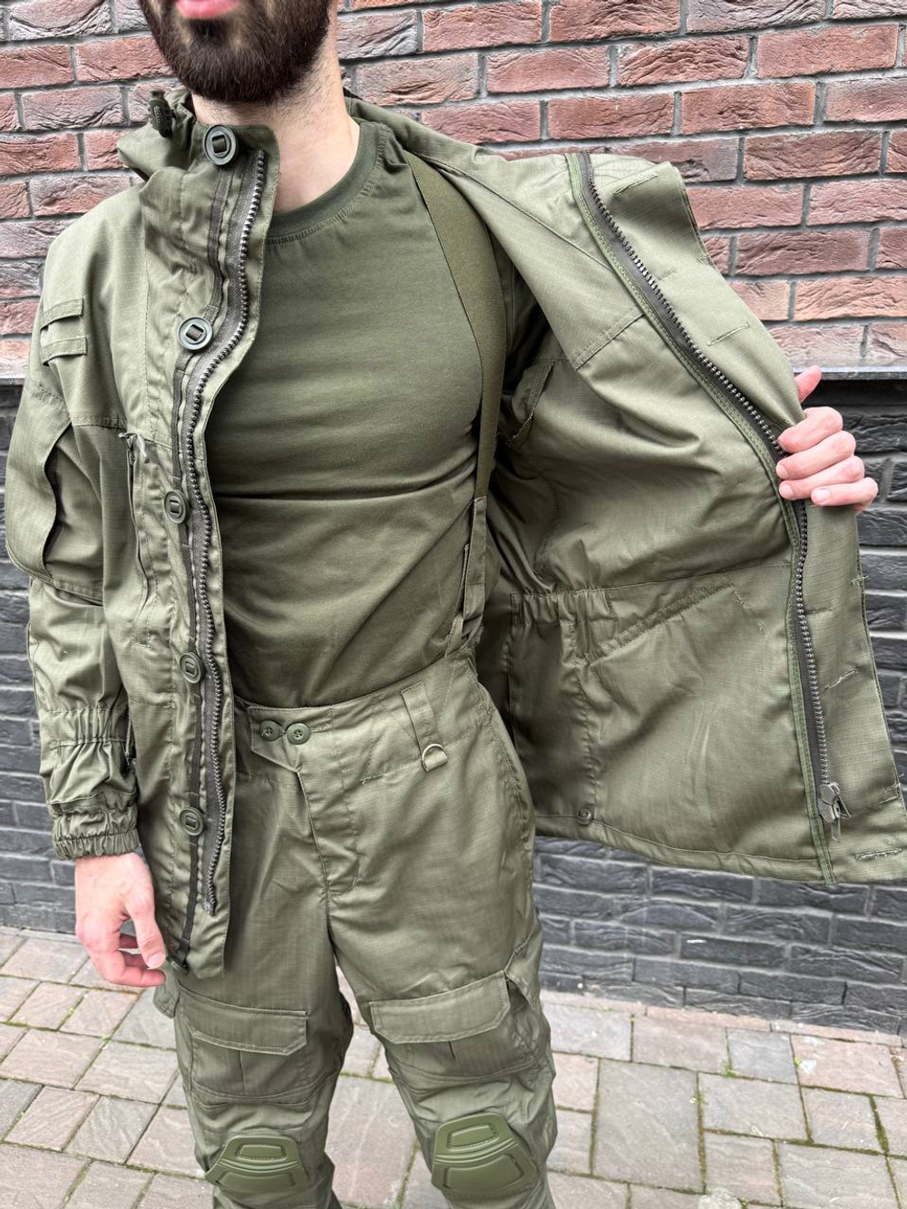 Тактический костюм горка с наколенниками и налокотниками олива